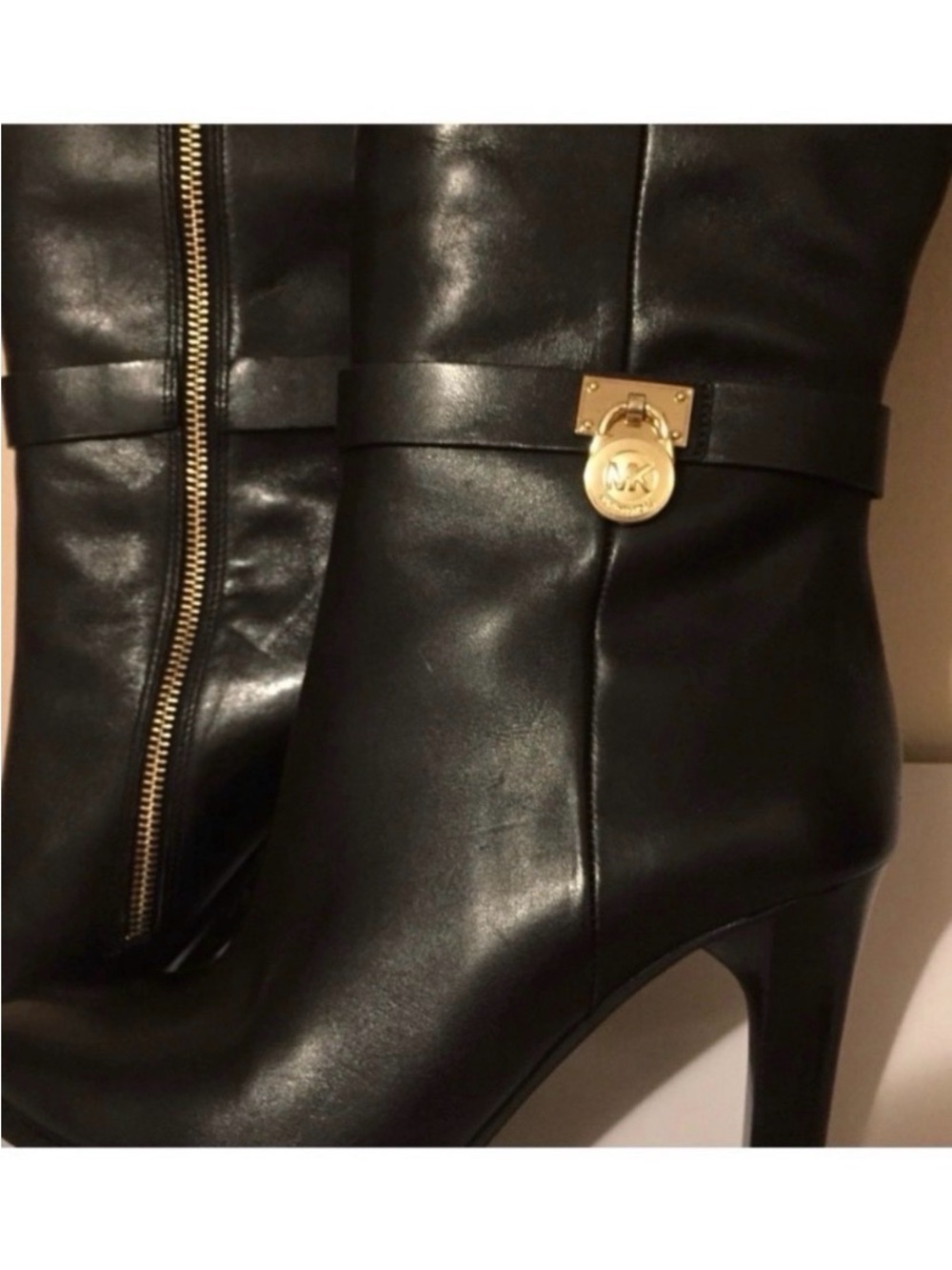 MICHAEL KORS Black Tall Leather Boots Size 7 1/2 - Picture 5 of 8